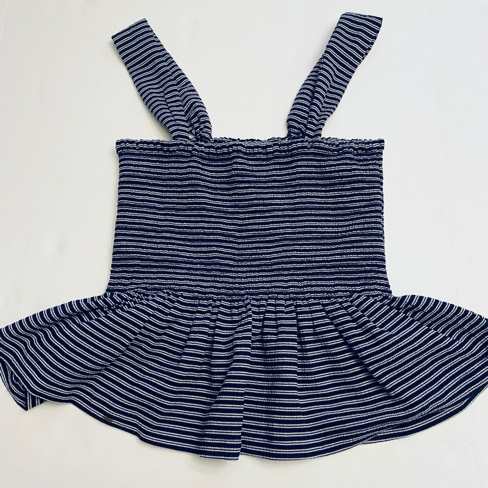 Madewell (Texture and Thread) Black and White Striped Peplum Top